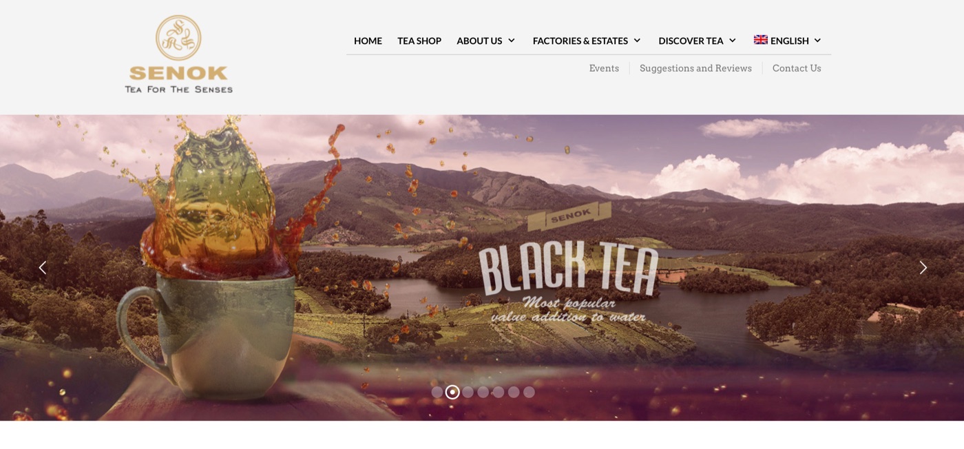Senok Tea website homepage