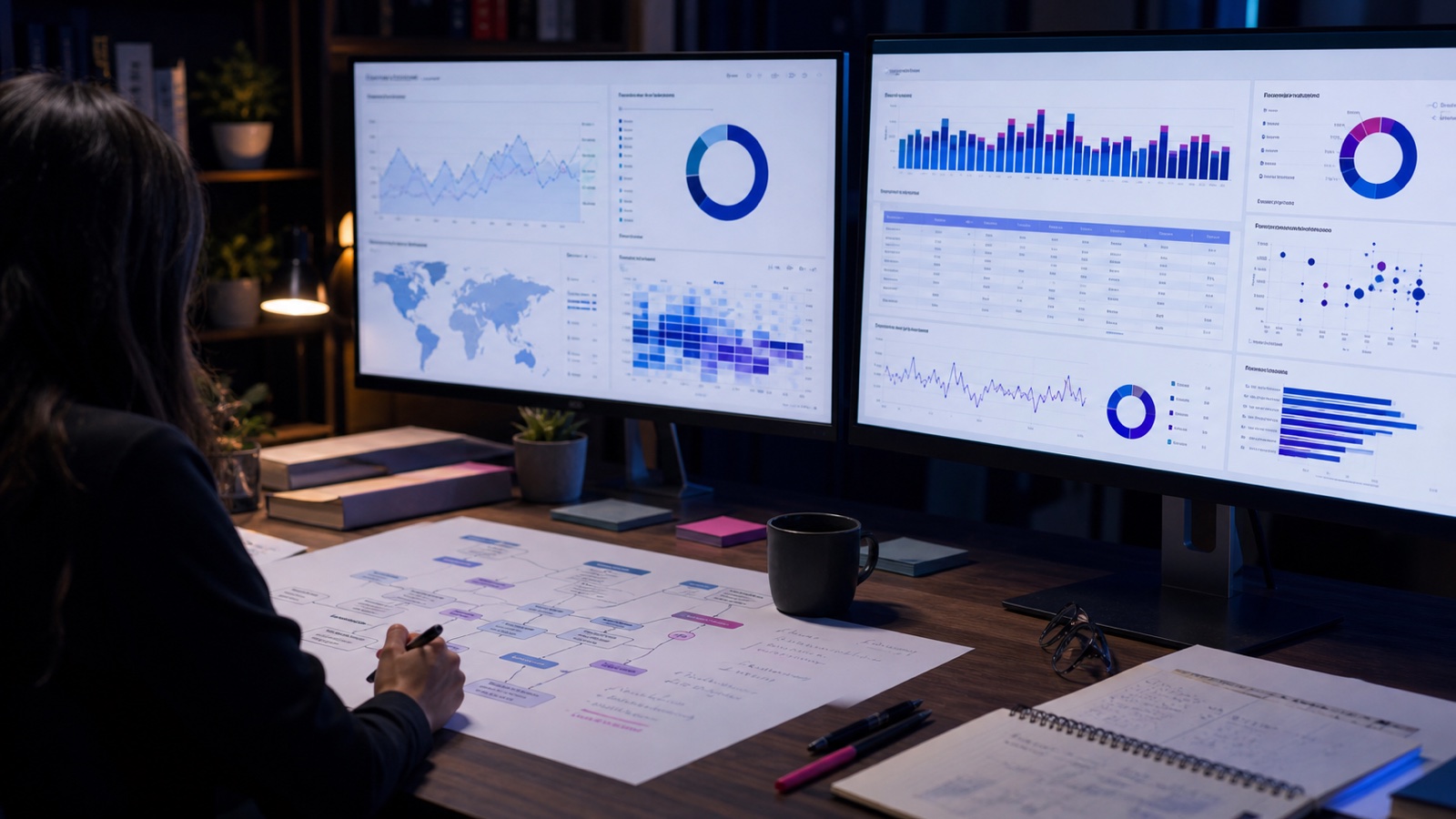 Search performance and audience data being interpreted by an analyst